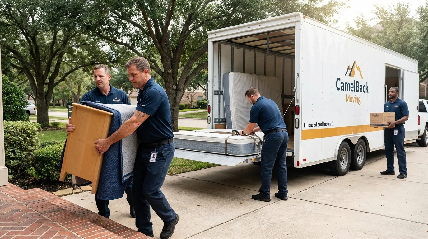Crew loading residential truck for cross-state move from Piedmont, AL