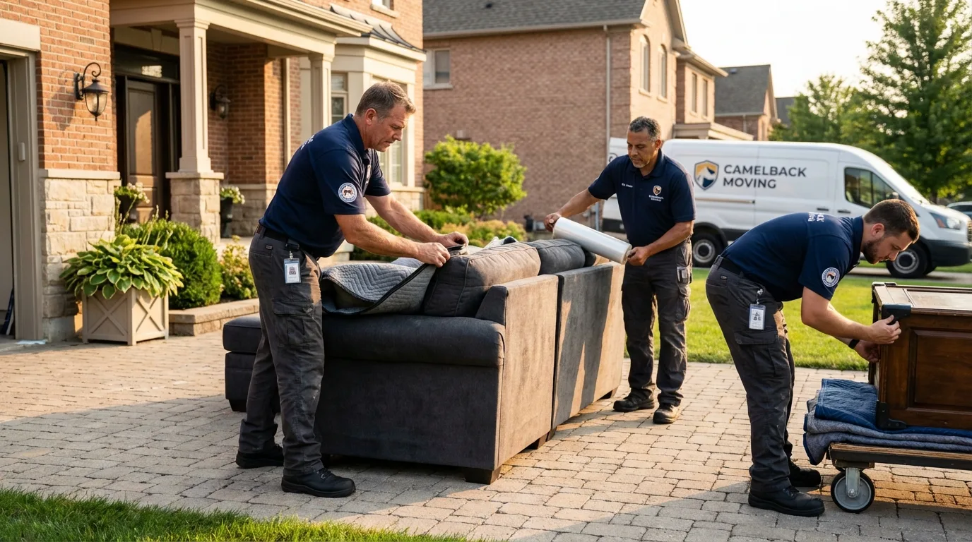 Large estate moving crew wrapping furniture in Piedmont, AL